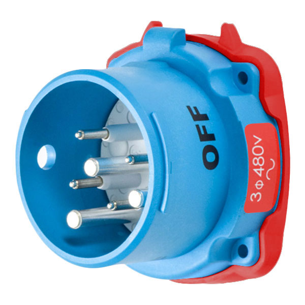 33-38042-974 - DS30 INLET POLY BLUE SIZE 3 TYPE 3R 3P+G 30A 480 VAC 60 Hz +4 AUX